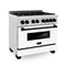 Autograph Edition 36 In. 4.6 Cu. Ft. Legacy Dual Fuel Range With 6 Burner Gas Cooktop And Electric Convection Oven In Satin Stainless Steel With White Matte Door And Matte Black Accents