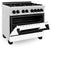 Autograph Edition 36 In. 4.6 Cu. Ft. Legacy Dual Fuel Range With 6 Burner Gas Cooktop And Electric Convection Oven In Satin Stainless Steel With White Matte Door And Matte Black Accents