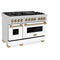 Autograph Edition 48 In. 6.0 Cu. Ft. Legacy Dual Fuel Range With 7 Burner Gas Cooktop And 2 Electric Ovens In Satin Stainless Steel With White Matte Doors And Champagne Bronze Accents