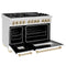 Autograph Edition 48 In. 6.0 Cu. Ft. Legacy Dual Fuel Range With 7 Burner Gas Cooktop And 2 Electric Ovens In Satin Stainless Steel With White Matte Doors And Polished Gold Accents