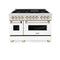 Autograph Edition 48 In. 6.0 Cu. Ft. Legacy Dual Fuel Range With 7 Burner Gas Cooktop And 2 Electric Ovens In Satin Stainless Steel With White Matte Doors And Polished Gold Accents