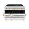 Autograph Edition 48 In. 6.0 Cu. Ft. Legacy Dual Fuel Range With 7 Burner Gas Cooktop And 2 Electric Ovens In Satin Stainless Steel With White Matte Doors And Polished Gold Accents
