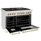 Autograph Edition 48 In. 6.0 Cu. Ft. Legacy Dual Fuel Range With 7 Burner Gas Cooktop And 2 Electric Ovens In Satin Stainless Steel With White Matte Doors And Polished Gold Accents