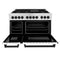 Autograph Edition 48 In. 6.0 Cu. Ft. Legacy Dual Fuel Range With 7 Burner Gas Cooktop And 2 Electric Ovens In Satin Stainless Steel With White Matte Doors And Matte Black Accents