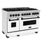 Autograph Edition 48 In. 6.0 Cu. Ft. Legacy Dual Fuel Range With 7 Burner Gas Cooktop And 2 Electric Ovens In Satin Stainless Steel With White Matte Doors And Matte Black Accents
