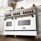 Autograph Edition 60 In. 7.4 Cu. Ft. Legacy Dual Fuel Range With 9 Burner Gas Cooktop And 2 Electric Convection Ovens In Satin Stainless Steel With White Matte Doors And Champagne Bronze Accents