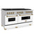 Autograph Edition 60 In. 7.4 Cu. Ft. Legacy Dual Fuel Range With 9 Burner Gas Cooktop And 2 Electric Convection Ovens In Satin Stainless Steel With White Matte Doors And Champagne Bronze Accents