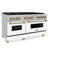 Autograph Edition 60 In. 7.4 Cu. Ft. Legacy Dual Fuel Range With 9 Burner Gas Cooktop And 2 Electric Convection Ovens In Satin Stainless Steel With White Matte Doors And Champagne Bronze Accents