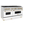Autograph Edition 60 In. 7.4 Cu. Ft. Legacy Dual Fuel Range With 9 Burner Gas Cooktop And 2 Electric Convection Ovens In Satin Stainless Steel With White Matte Doors And Polished Gold Accents