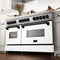Autograph Edition 60 In. 7.4 Cu. Ft. Legacy Dual Fuel Range With 9 Burner Gas Cooktop And 2 Electric Convection Ovens In Satin Stainless Steel With White Matte Doors And Matte Black Accents