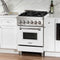 24 In. 2.8 Cu. Ft. Legacy Dual Fuel Range With 4 Burner Gas Cooktop And Electric Convection Oven In Stainless Steel And White Matte Door