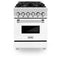 24 In. 2.8 Cu. Ft. Legacy Dual Fuel Range With 4 Burner Gas Cooktop And Electric Convection Oven In Stainless Steel And White Matte Door
