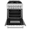 24 In. 2.8 Cu. Ft. Legacy Dual Fuel Range With 4 Burner Gas Cooktop And Electric Convection Oven In Stainless Steel And White Matte Door