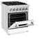 24 In. 2.8 Cu. Ft. Legacy Dual Fuel Range With 4 Burner Gas Cooktop And Electric Convection Oven In Stainless Steel And White Matte Door