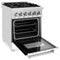 24 In. 2.8 Cu. Ft. Legacy Dual Fuel Range With 4 Burner Gas Cooktop And Electric Convection Oven In Stainless Steel And White Matte Door