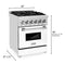 24 In. 2.8 Cu. Ft. Legacy Dual Fuel Range With 4 Burner Gas Cooktop And Electric Convection Oven In Stainless Steel And White Matte Door