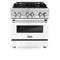 30 In. 4.0 Cu. Ft. Legacy Dual Fuel Range With 4 Burner Gas Cooktop And Electric Convection Oven In Stainless Steel And White Matte Door