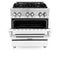 30 In. 4.0 Cu. Ft. Legacy Dual Fuel Range With 4 Burner Gas Cooktop And Electric Convection Oven In Stainless Steel And White Matte Door