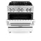 30 In. 4.0 Cu. Ft. Legacy Dual Fuel Range With 4 Burner Gas Cooktop And Electric Convection Oven In Stainless Steel And White Matte Door