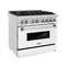 36 In. 4.6 Cu. Ft. Legacy Dual Fuel Range With 6 Burner Gas Cooktop And Electric Convection Oven In Stainless Steel And White Matte Door