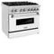 36 In. 4.6 Cu. Ft. Legacy Dual Fuel Range With 6 Burner Gas Cooktop And Electric Convection Oven In Stainless Steel And White Matte Door
