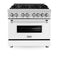 36 In. 4.6 Cu. Ft. Legacy Dual Fuel Range With 6 Burner Gas Cooktop And Electric Convection Oven In Stainless Steel And White Matte Door