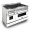 48 In. 6.0 Cu. Ft. Legacy Dual Fuel Range With 7 Burner Gas Cooktop And 2 Electric Ovens In Stainless Steel And White Matte Doors