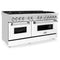 60 In. 7.4 Cu. Ft. Legacy Dual Fuel Range With 9 Burner Gas Cooktop And 2 Electric Convection Ovens In Stainless Steel And White Matte Doors