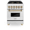 Autograph Edition 24 In. 2.8 Cu. Ft. Legacy Dual Fuel Range With 4 Burner Gas Cooktop And Electric Convection Oven In Stainless Steel And Champagne Bronze Accents