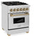 Autograph Edition 24 In. 2.8 Cu. Ft. Legacy Dual Fuel Range With 4 Burner Gas Cooktop And Electric Convection Oven In Stainless Steel And Champagne Bronze Accents