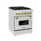 Autograph Edition 24 In. 2.8 Cu. Ft. Legacy Dual Fuel Range With 4 Burner Gas Cooktop And Electric Convection Oven In Stainless Steel And Polished Gold Accents