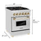 Autograph Edition 24 In. 2.8 Cu. Ft. Legacy Dual Fuel Range With 4 Burner Gas Cooktop And Electric Convection Oven In Stainless Steel And Polished Gold Accents