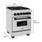 Autograph Edition 24 In. 2.8 Cu. Ft. Legacy Dual Fuel Range With 4 Burner Gas Cooktop And Electric Convection Oven In Stainless Steel And Matte Black Accents