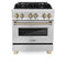 Autograph Edition 30 In. 4.0 Cu. Ft. Legacy Dual Fuel Range With 4 Burner Gas Cooktop And Electric Convection Oven In Stainless Steel And Champagne Bronze Accents