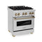Autograph Edition 30 In. 4.0 Cu. Ft. Legacy Dual Fuel Range With 4 Burner Gas Cooktop And Electric Convection Oven In Stainless Steel And Champagne Bronze Accents