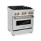 Autograph Edition 30 In. 4.0 Cu. Ft. Legacy Dual Fuel Range With 4 Burner Gas Cooktop And Electric Convection Oven In Stainless Steel And Champagne Bronze Accents