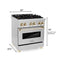 Autograph Edition 30 In. 4.0 Cu. Ft. Legacy Dual Fuel Range With 4 Burner Gas Cooktop And Electric Convection Oven In Stainless Steel And Polished Gold Accents