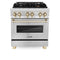 Autograph Edition 30 In. 4.0 Cu. Ft. Legacy Dual Fuel Range With 4 Burner Gas Cooktop And Electric Convection Oven In Stainless Steel And Polished Gold Accents