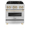 Autograph Edition 30 In. 4.0 Cu. Ft. Legacy Dual Fuel Range With 4 Burner Gas Cooktop And Electric Convection Oven In Stainless Steel And Polished Gold Accents