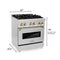Autograph Edition 30 In. 4.0 Cu. Ft. Legacy Dual Fuel Range With 4 Burner Gas Cooktop And Electric Convection Oven In Stainless Steel And Polished Gold Accents