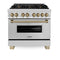 Autograph Edition 36 In. 4.6 Cu. Ft. Legacy Dual Fuel Range With 6 Burner Gas Cooktop And Electric Convection Oven In Stainless Steel And Champagne Bronze Accents
