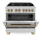 Autograph Edition 36 In. 4.6 Cu. Ft. Legacy Dual Fuel Range With 6 Burner Gas Cooktop And Electric Convection Oven In Stainless Steel And Champagne Bronze Accents