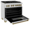 Autograph Edition 36 In. 4.6 Cu. Ft. Legacy Dual Fuel Range With 6 Burner Gas Cooktop And Electric Convection Oven In Stainless Steel And Champagne Bronze Accents