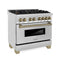 Autograph Edition 36 In. 4.6 Cu. Ft. Legacy Dual Fuel Range With 6 Burner Gas Cooktop And Electric Convection Oven In Stainless Steel And Champagne Bronze Accents
