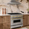 Autograph Edition 36 In. 4.6 Cu. Ft. Legacy Dual Fuel Range With 6 Burner Gas Cooktop And Electric Convection Oven In Stainless Steel And Champagne Bronze Accents