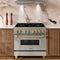Autograph Edition 36 In. 4.6 Cu. Ft. Legacy Dual Fuel Range With 6 Burner Gas Cooktop And Electric Convection Oven In Stainless Steel And Champagne Bronze Accents