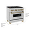Autograph Edition 36 In. 4.6 Cu. Ft. Legacy Dual Fuel Range With 6 Burner Gas Cooktop And Electric Convection Oven In Stainless Steel And Champagne Bronze Accents