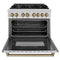 Autograph Edition 36 In. 4.6 Cu. Ft. Legacy Dual Fuel Range With 6 Burner Gas Cooktop And Electric Convection Oven In Stainless Steel And Champagne Bronze Accents