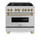 Autograph Edition 36 In. 4.6 Cu. Ft. Legacy Dual Fuel Range With 6 Burner Gas Cooktop And Electric Convection Oven In Stainless Steel And Champagne Bronze Accents