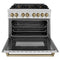 Autograph Edition 36 In. 4.6 Cu. Ft. Legacy Dual Fuel Range With 6 Burner Gas Cooktop And Electric Convection Oven In Stainless Steel And Champagne Bronze Accents